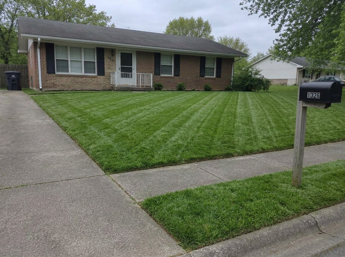 Freshly mowed yard after service
